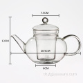 กาน้ำชาแก้วพรีเมียมพร้อมที่กรองและฝาปิดแบบถอดได้
